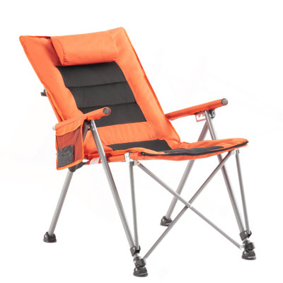 5-Position Adjustable Folding Camping Chair with Footrest, Portable Reclining Chair for Hiking, Camping, Garden & Office Nap