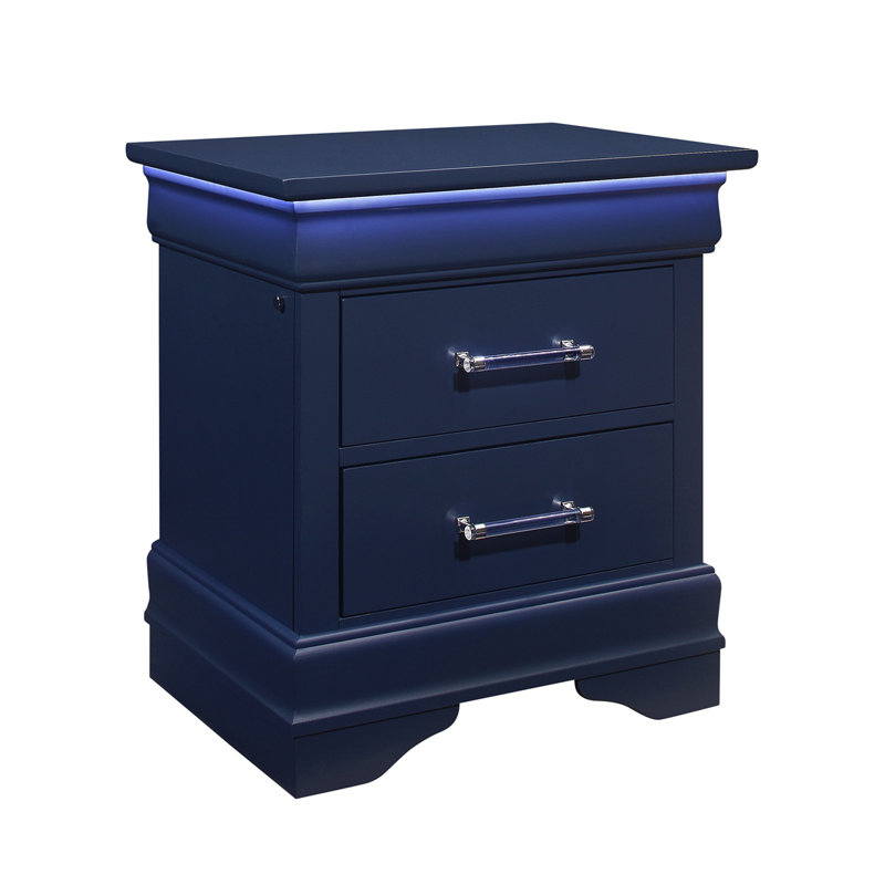 Table de chevet avec DEL Charlston, Bleu