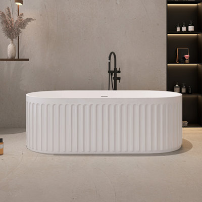 67" Freestanding Solid Surface Soaking Bathtub