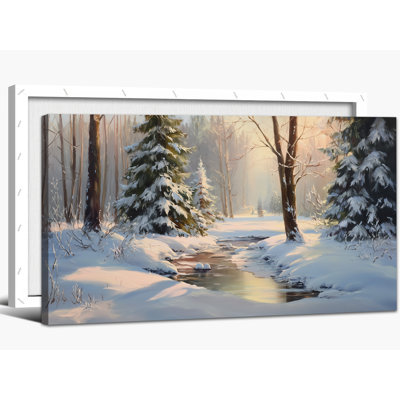 Grandes photos hivernales, art mural sur toile, paysage de neige, scène d'hiver, pin, forêt d'hiver, paysage mural, peinture sur toile encadrée, 20 po x 40 po