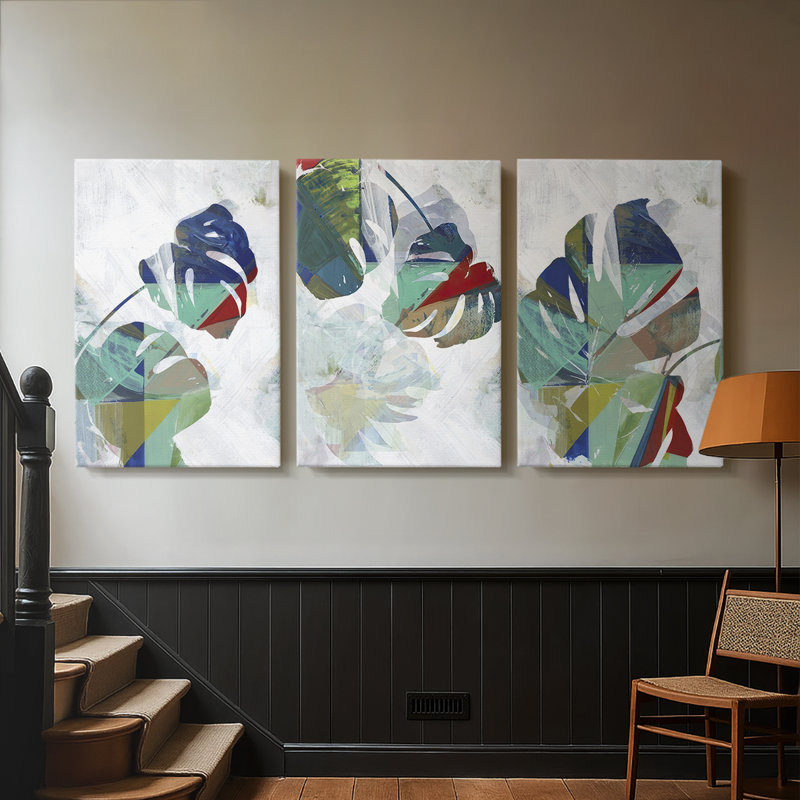 Monstera VI  -Custom Wrapped Gallery Canvas - 3 Pieces, 27" H x 54" W