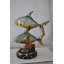 Statue bronze deux poissons Nicolai nageant dans l'océan, taille: 13 po x 19 po x H 25 po