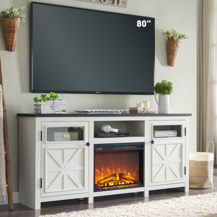 Rymann TV Stand for TV up to 78" with 23" Electric Fireplace(incomplete ...