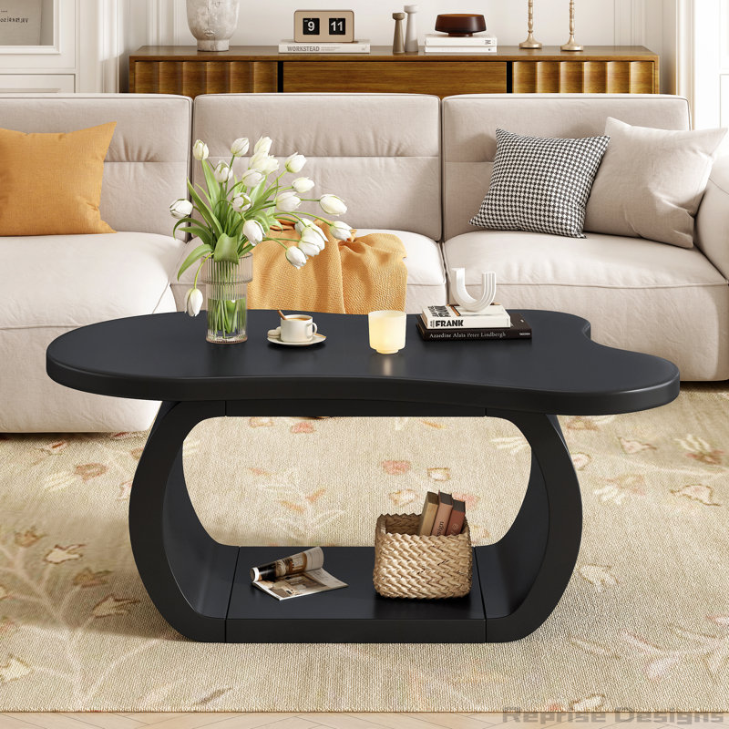 Table basse Modern Cloud avec plateau de table épais de 1,5 pouce, forme irrégulière unique et finition lisse pour une décoration intérieure élégante
