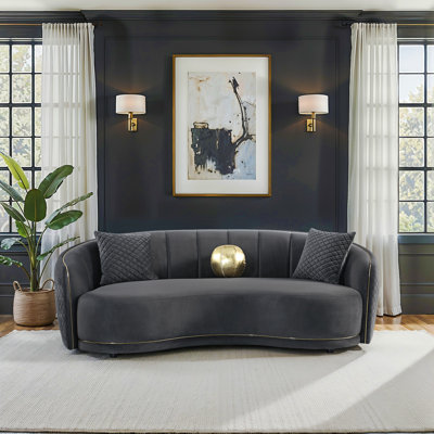 Declan Dark Grey Upholstered Curved Sofa
