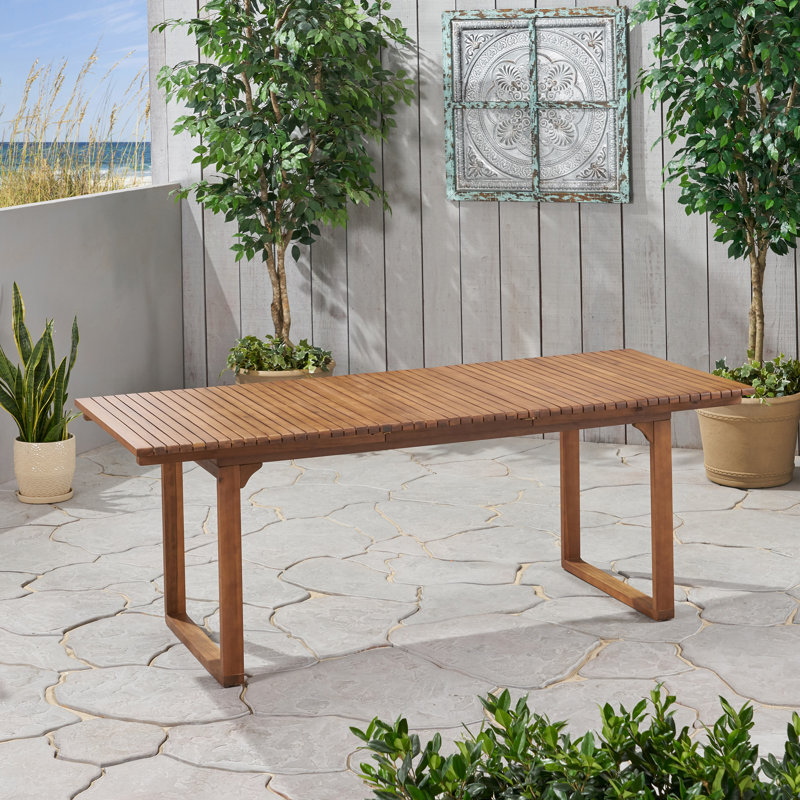 Prunty Rectangular Acacia Extendable Outdoor Dining Table , 62.25'' in. W 34'' in. D, Brown