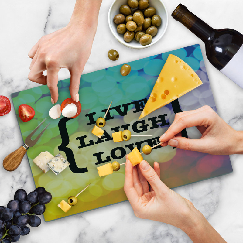 Ambesonne Live Laugh Love Cutting Board Large Size Wise Phrase Multicolor