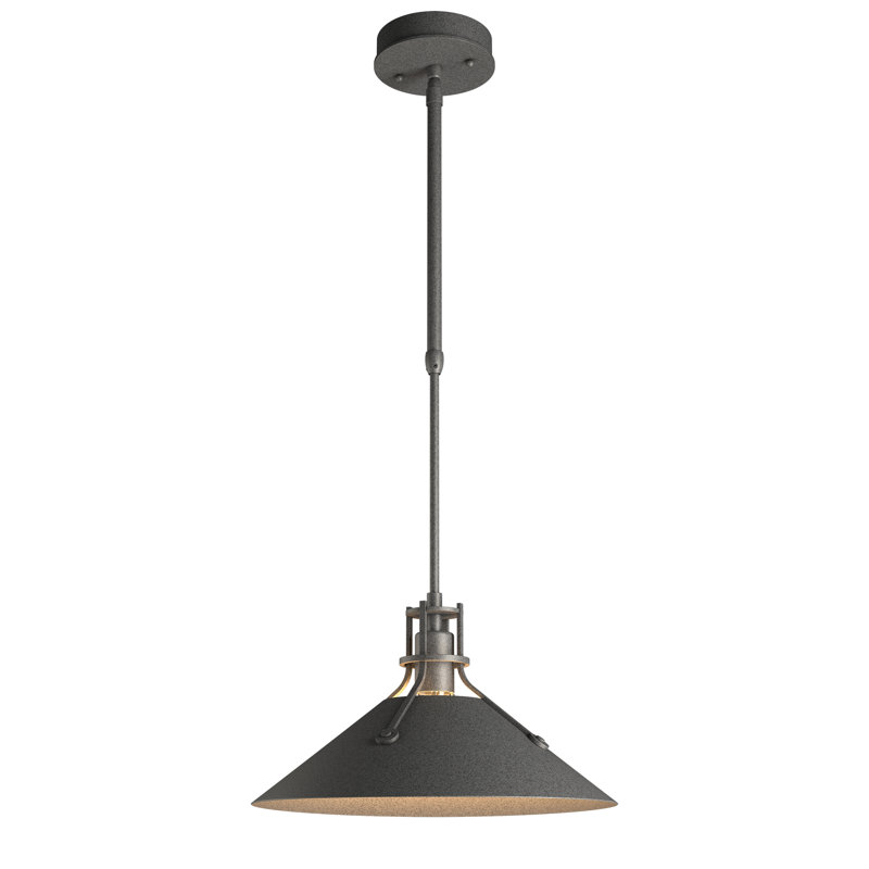 Henry Outdoor Pendant with Metal Shade, 8.7" H x 14.4" W x 14.4" D, Natural Iron