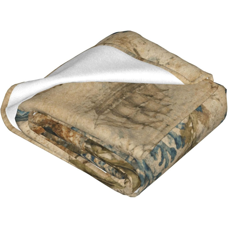 Couverture douillette en flanelle à motif marin vintage, 101,6 x 127 cm, 40 po x 50 po