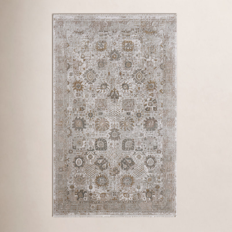 Tapis ivoire et floral traditionnel Cadiz, Rectangle 2 pi 2 po x 3 pi 2 po
