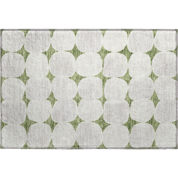 Premium Machine Washable Prisco Green Rug