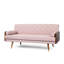 Fauteuil inclinable électrique de style moderne du milieu du siècle en tissu rose poudré - 188 cm (l) x 77,5 cm (p) x 83 cm (h), futon confortable et polyvalent.