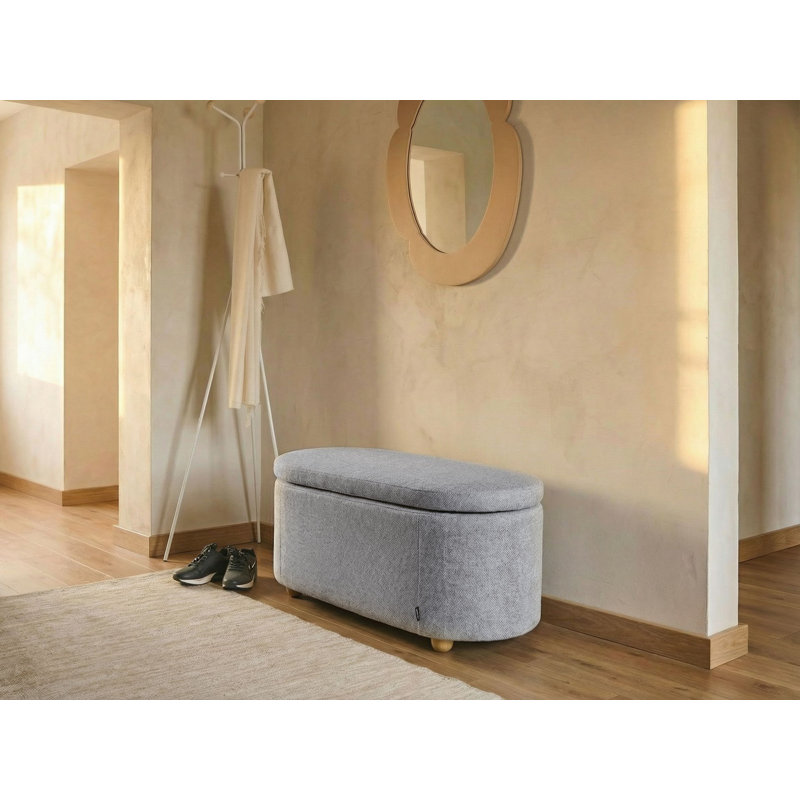 Fabric Upholstered Storage Bench, Grey