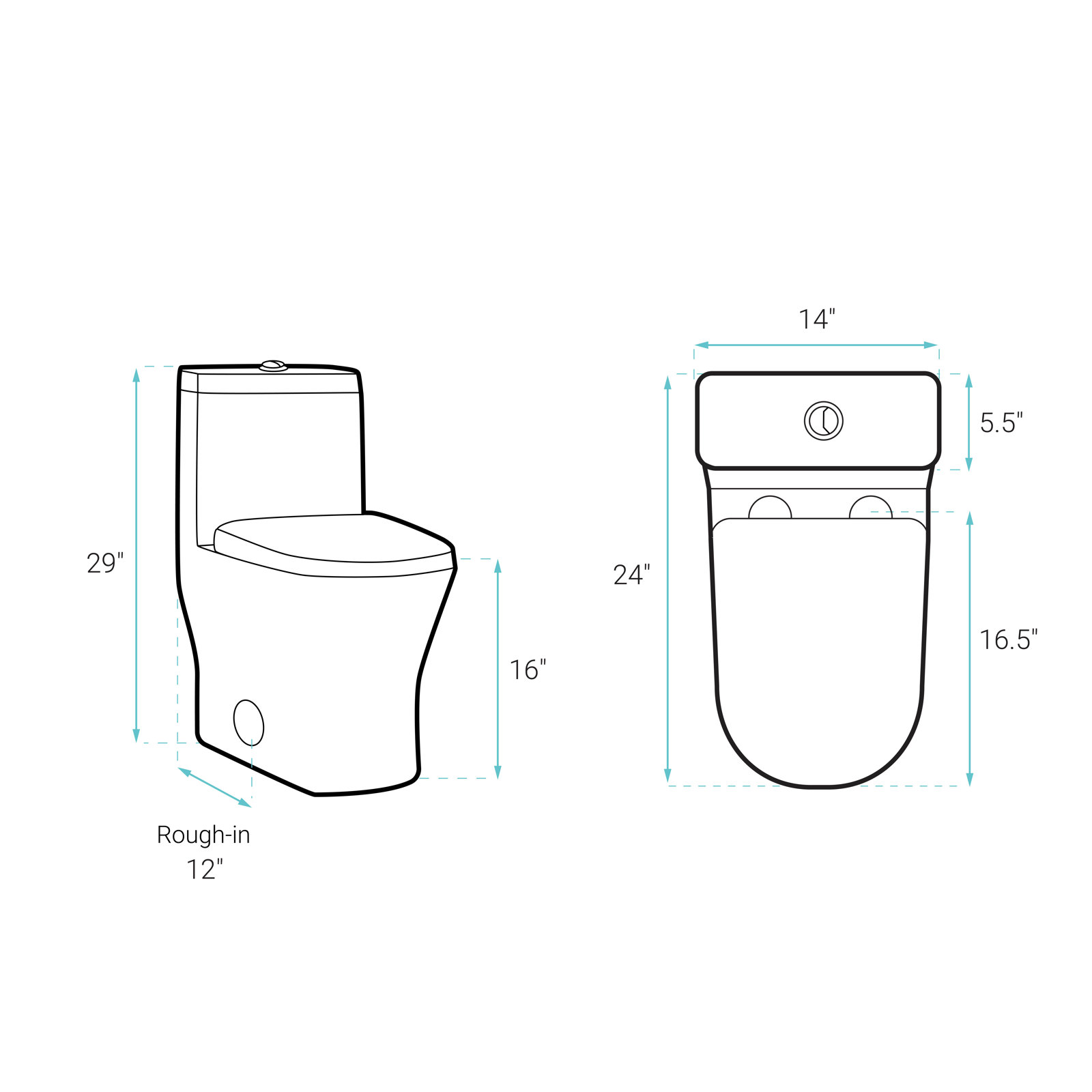 Sublime II 1-Piece Round Dual-Flush Toilet, Matte Black, Top