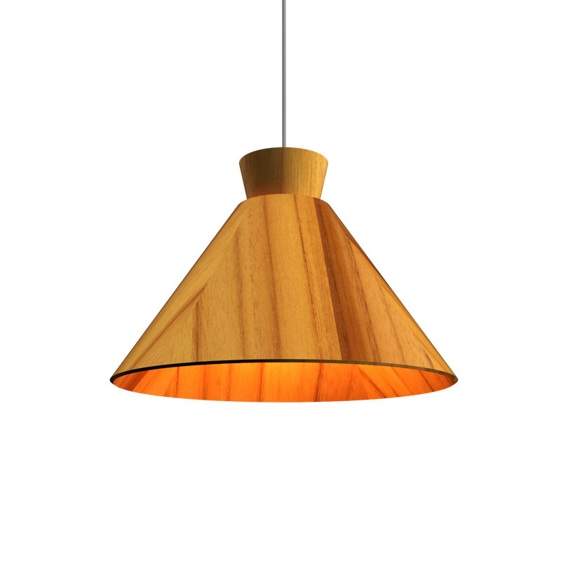 Luminaire suspendu simple à 1 lumière Conical, Teck