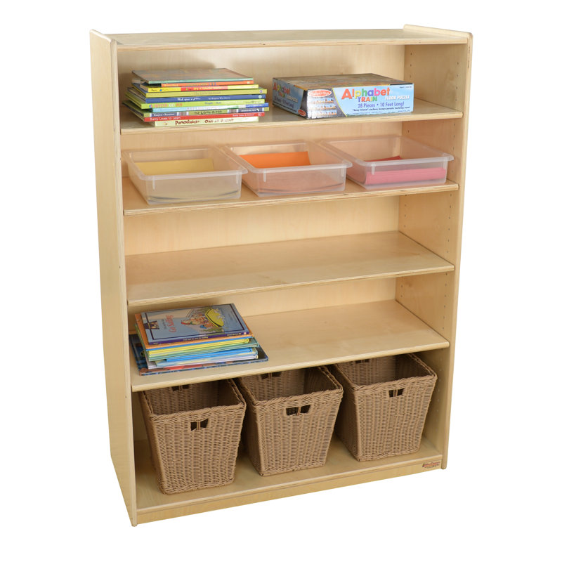 Birch Wood Adjustable Kids Bookshelf with Gloss Finish