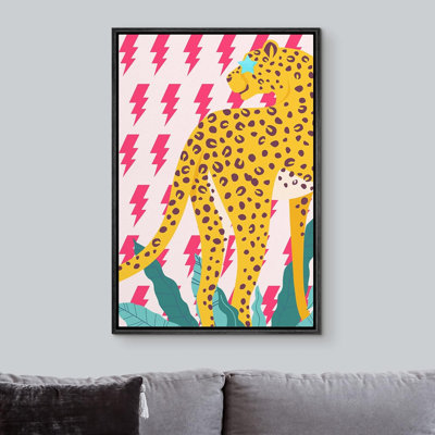 Bright Preppy Animals " Bright Preppy Animals Trendy Jungle Cheetah College Dorm Room Artwork Modern Colorful " Print