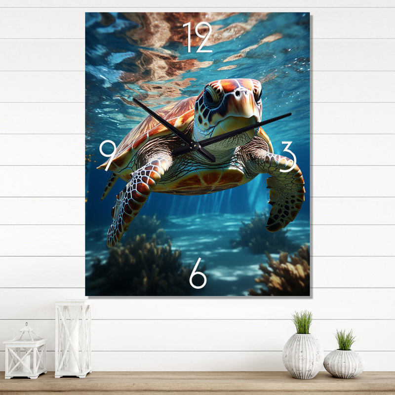 Tortue aquatique Wandererin océan - animaux très horloges murales, Très grand