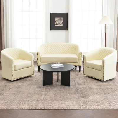Boney 3- Piece Faux Leather Living Room Set