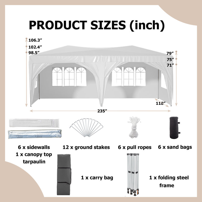 235.12'' W x 118.12'' D Steel Canopy, Blanc