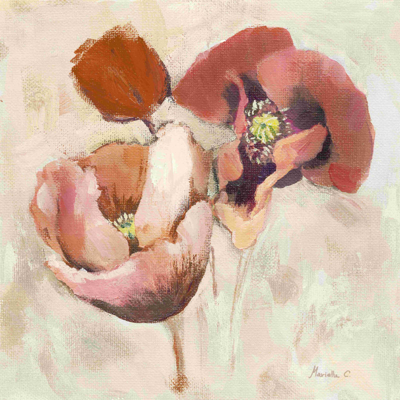 Coquelicots peints, H 30 po x l 30 po