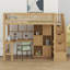 Lit mezzanine en bois avec bureau intégré, DEL, tablettes de rangement, armoires et escalier-1565812304