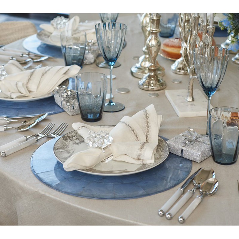 Round Capiz Placemat, Periwinkle