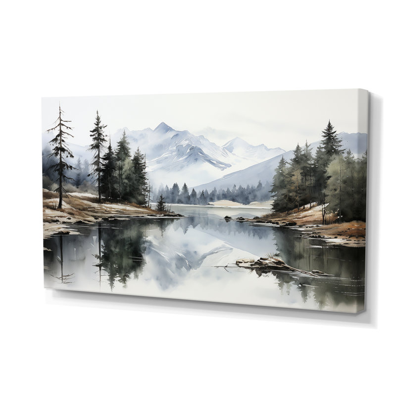 «Green Blue Minimalisme Forest Silent Reflection», impressions sur toile