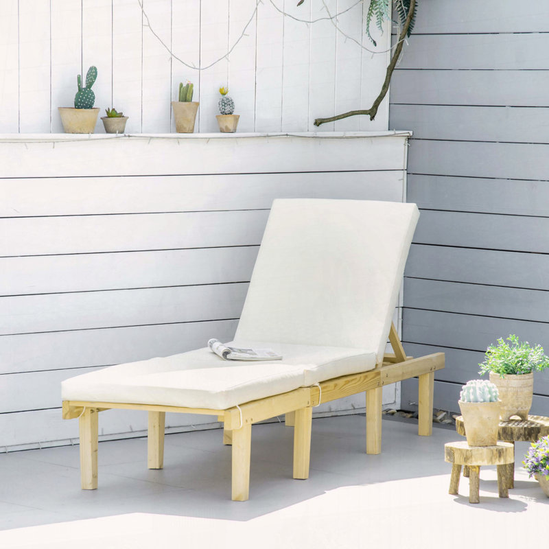 Fauteuil inclinable en bois pour patio avec dossier et coussin réglables à 4 positions