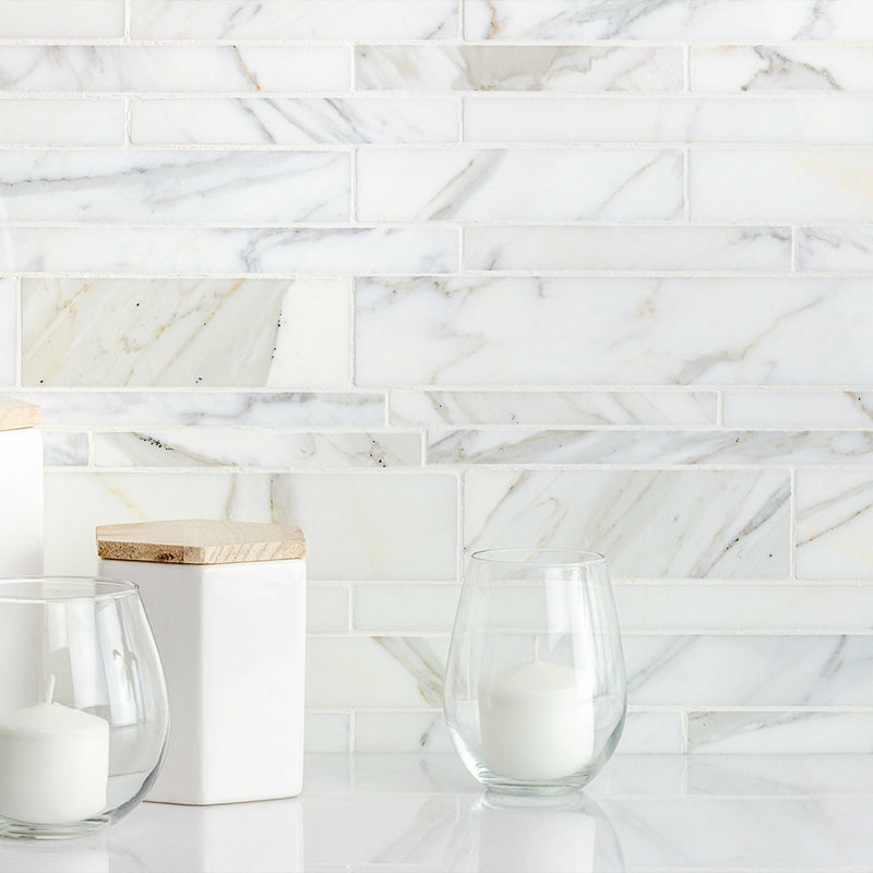 Calacatta 12x18 Polished Tumbled Marble Mosaic Tile