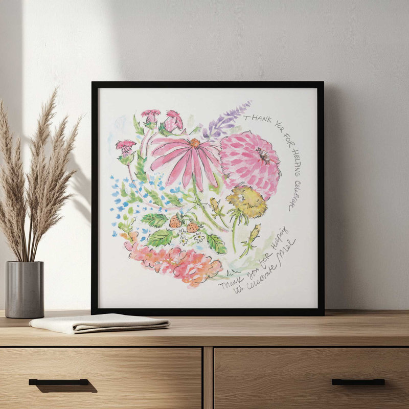 «Blooming with Joy» par Jessica Mingo, reproduction d'art, L 12 po x H 12 po, Maple, Framed Print
