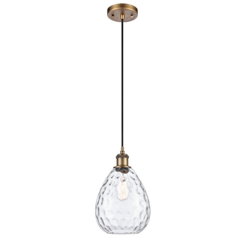 Luminaire suspendu en forme de larme à 1 lumière Jaron, Ampoule non incluse, Laiton brossé