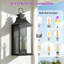 2 lumières latérales murales imperméables avec abat-jour en fer noir à bulles 20,6 po H avec crépuscule à l'aube