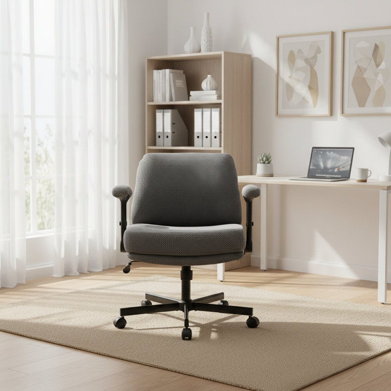 Polyester Task Chair Breathable Waffle Pattern Design, Gray