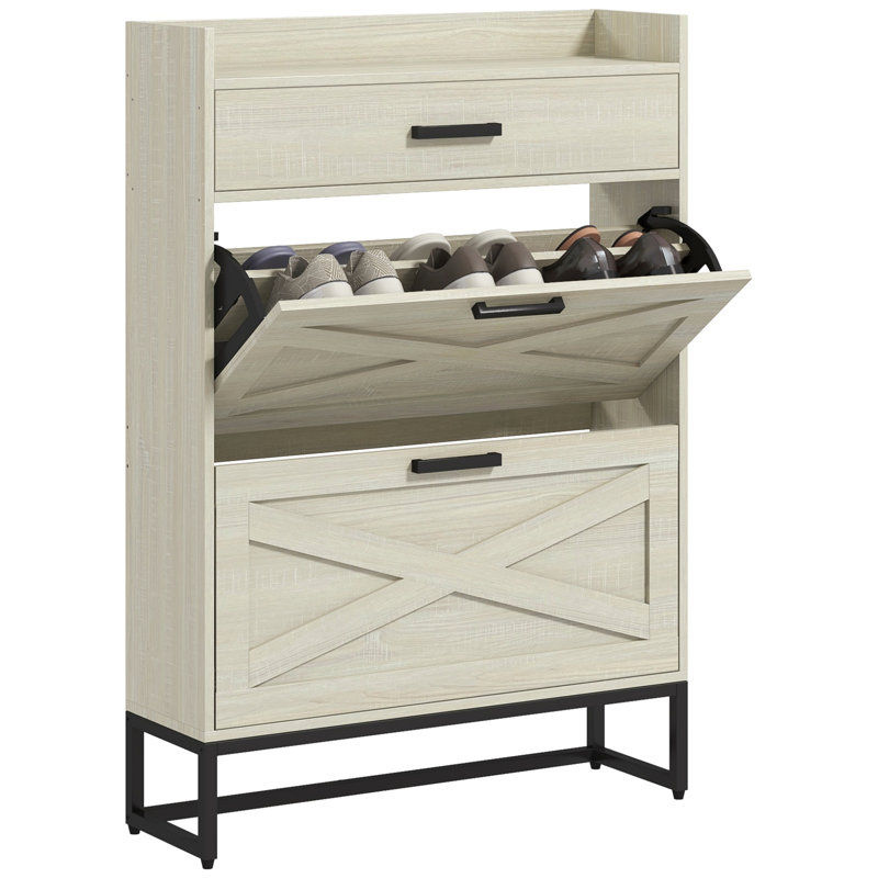 Narrow Shoe Cabinet, White