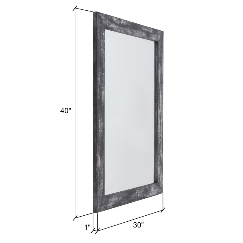 Tiege Rectangular Wood Farmhouse Wall Mirror, 40" H x 30" W x 1" D, Gray