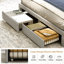 Structure de lit très grand avec 4 tiroirs de rangement, lit plateforme tapissier avec lumières DEL, tête de lit cachée, station de charge, aucun sommier requis, lattes en bois massif, silencieux, gris clair-1331087715-1331087726
