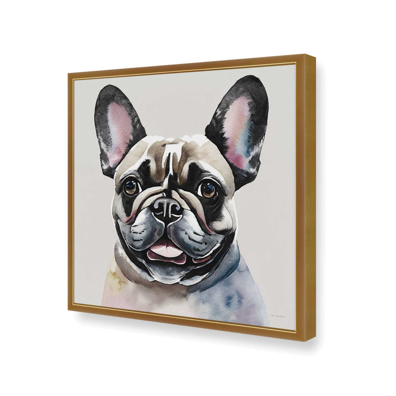«The Frenchie» par Seven Trees Design, reproduction d'art, L 36 x H 36, Doré, Impression encadrée