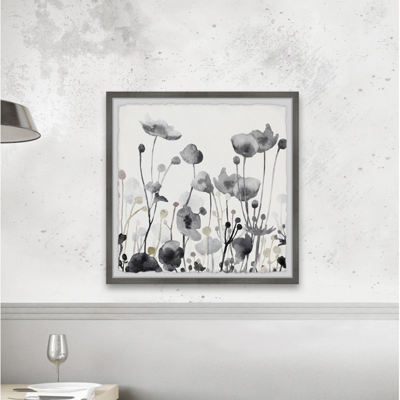 Gray Flowers - Single Picture Frame Painting, 30cm H x 30cm W x 3.81cm D
