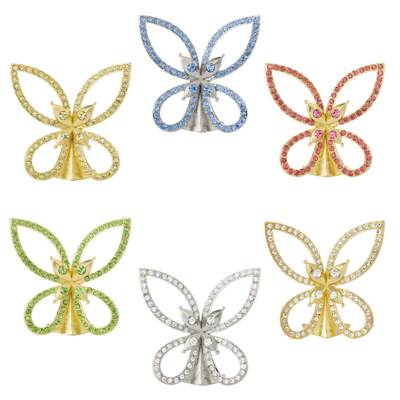 Gold Papillon Figurine with Crystals, Yellow