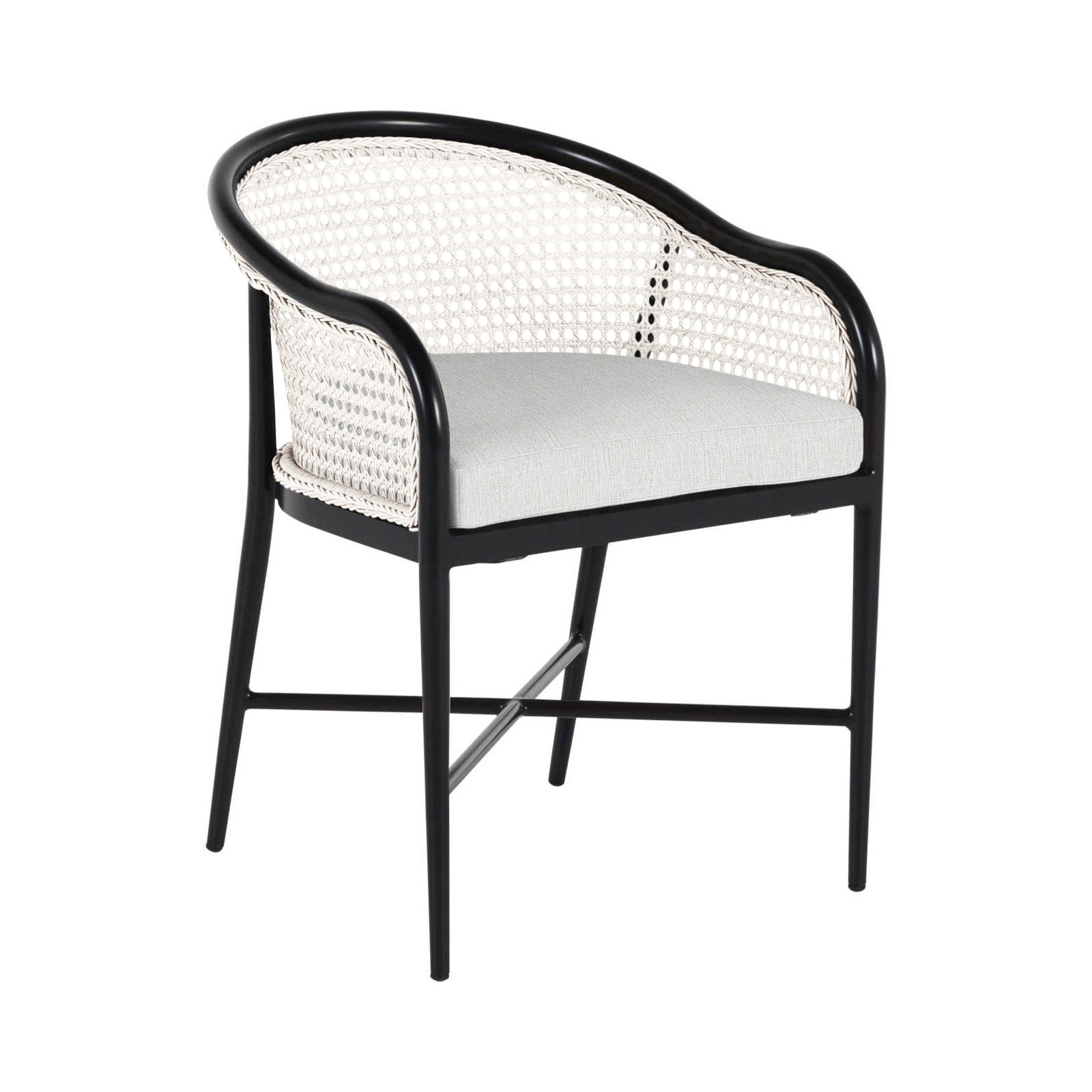 Havana Cane N-Dura Resin Wicker Outdoor Arm Chair, No Welt, Chalk/Natural Cane, Perigold Play Navy