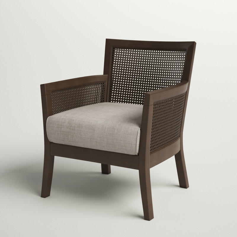 Jennette Avia Cane Back and Sides Armchair, Espresso Frame/Tan Fabric