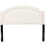 Tête de lit tapissier pour lit double et grand lit, avec accents à boutons et base en fer noir