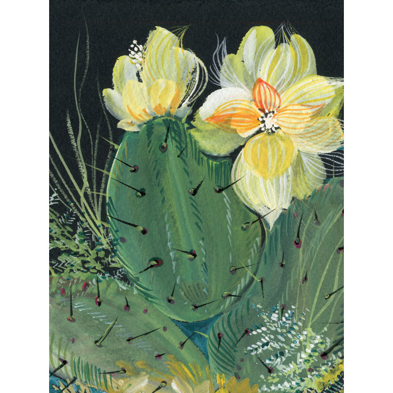 «Cactus II sur toile» par Kristy riz, H 40 po x l 30 po x P 1,25 po