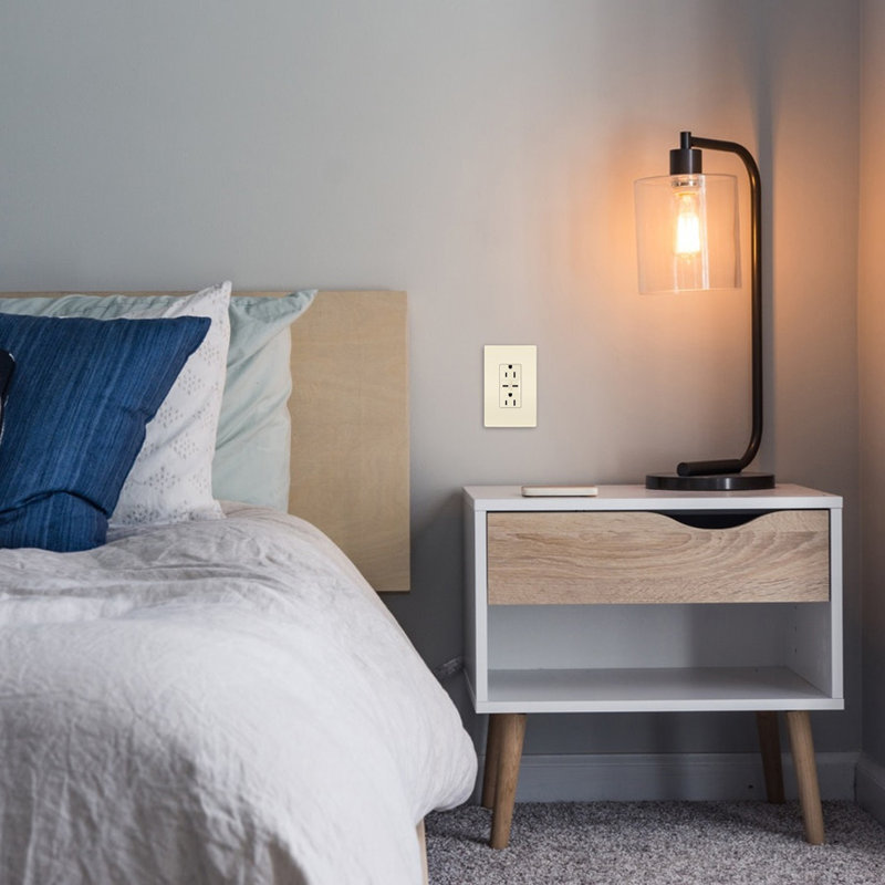 radiant 15A inviolable avec prise USB de type C / C ultra-rapide 6,0A, Amande légère