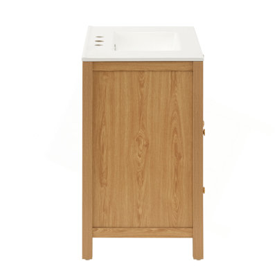30" Bathroom Vanity with Sink, Freestanding Wood Vanity Cabinet with Flip-Out Drawer, 2 Soft-Close Drawers & 1 Soft-Close Door, Solid Wood & MDF Construction, Elegant Accent Handles,