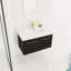 Commode de salle de bain murale 36 "- Lavabo en résine, aspect moderne, lavabo fonctionnel monté sur meuble-lavabo, couleur châtaignier noir, spacieuse