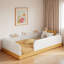 Upholstered Platform Bed With Guardrail And Storage Bags