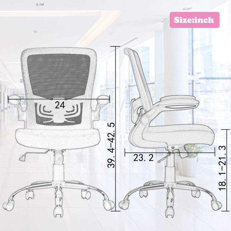  Chaise de bureau ergonomique en filet, Rose