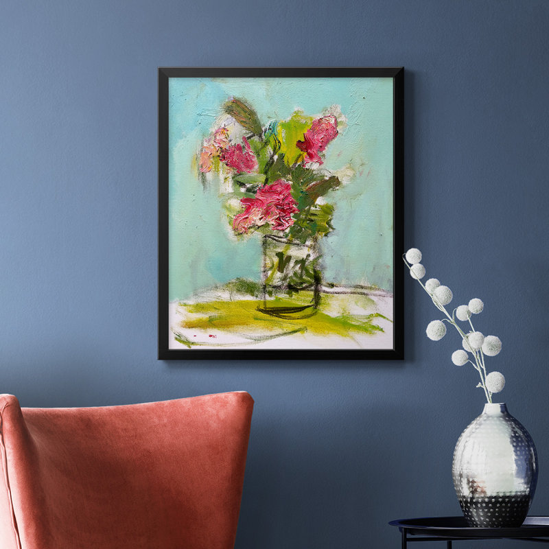 Toile encadrée Turquoise Lilly Premium - prête à être accrochée, Noir, H 20 po x l 16 po